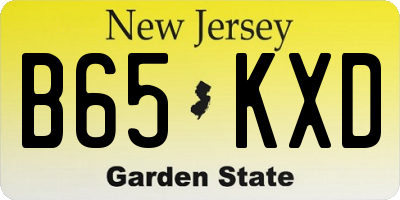 NJ license plate B65KXD