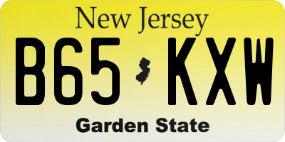 NJ license plate B65KXW