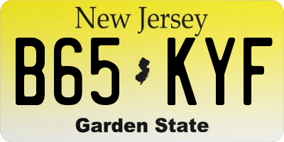 NJ license plate B65KYF