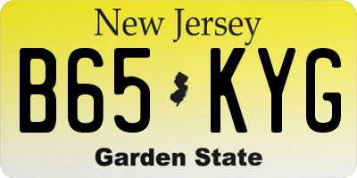 NJ license plate B65KYG