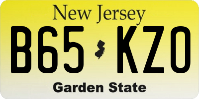 NJ license plate B65KZO