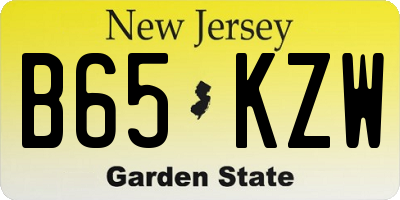 NJ license plate B65KZW