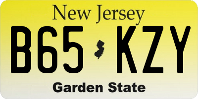 NJ license plate B65KZY