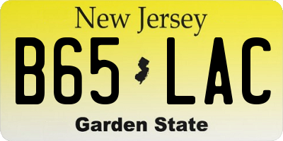 NJ license plate B65LAC