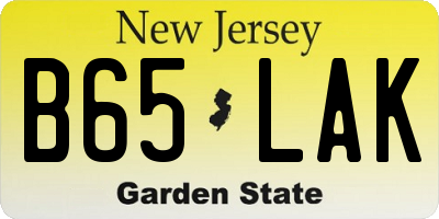 NJ license plate B65LAK