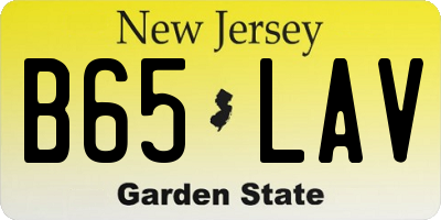 NJ license plate B65LAV