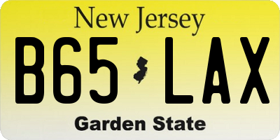 NJ license plate B65LAX