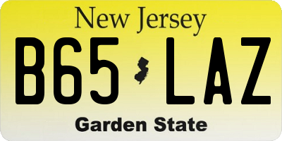 NJ license plate B65LAZ