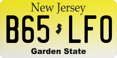 NJ license plate B65LFO