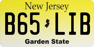NJ license plate B65LIB
