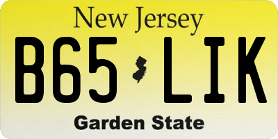 NJ license plate B65LIK