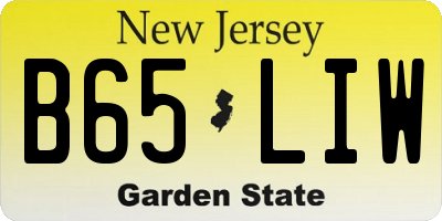NJ license plate B65LIW