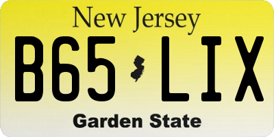 NJ license plate B65LIX