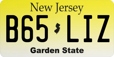NJ license plate B65LIZ