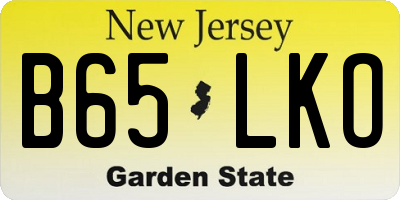 NJ license plate B65LKO