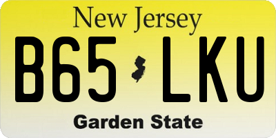 NJ license plate B65LKU