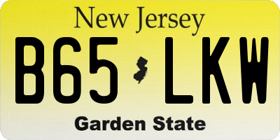 NJ license plate B65LKW