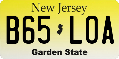 NJ license plate B65LOA