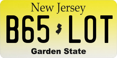 NJ license plate B65LOT
