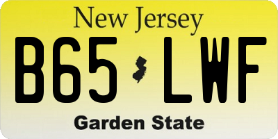 NJ license plate B65LWF