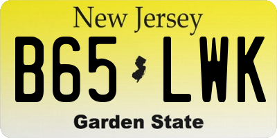 NJ license plate B65LWK