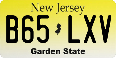 NJ license plate B65LXV