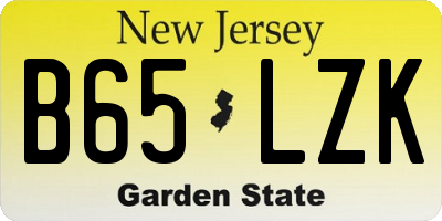 NJ license plate B65LZK