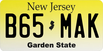 NJ license plate B65MAK
