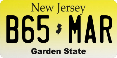 NJ license plate B65MAR