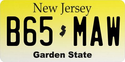 NJ license plate B65MAW