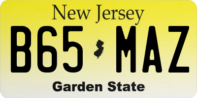 NJ license plate B65MAZ