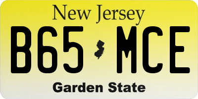 NJ license plate B65MCE