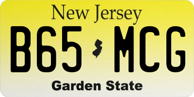 NJ license plate B65MCG
