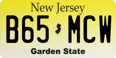 NJ license plate B65MCW