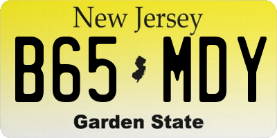 NJ license plate B65MDY