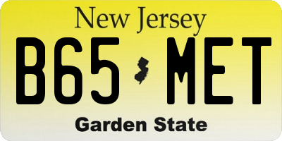 NJ license plate B65MET