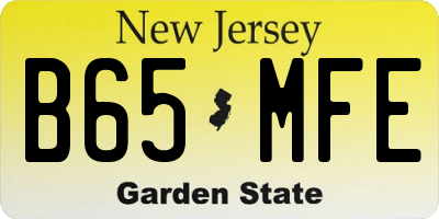NJ license plate B65MFE