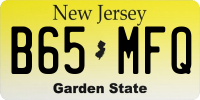 NJ license plate B65MFQ