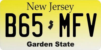 NJ license plate B65MFV