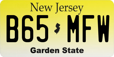 NJ license plate B65MFW
