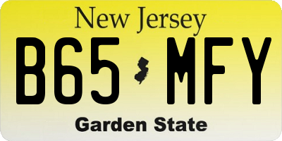 NJ license plate B65MFY