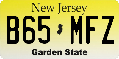 NJ license plate B65MFZ
