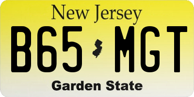 NJ license plate B65MGT