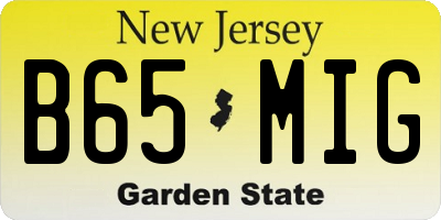 NJ license plate B65MIG