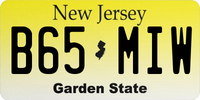 NJ license plate B65MIW