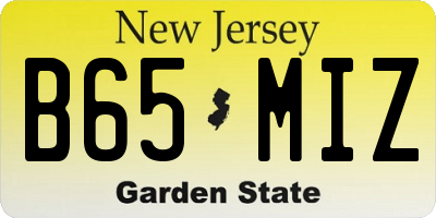 NJ license plate B65MIZ