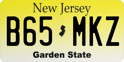 NJ license plate B65MKZ