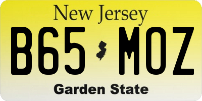 NJ license plate B65MOZ