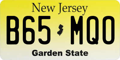 NJ license plate B65MQO