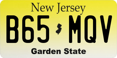NJ license plate B65MQV